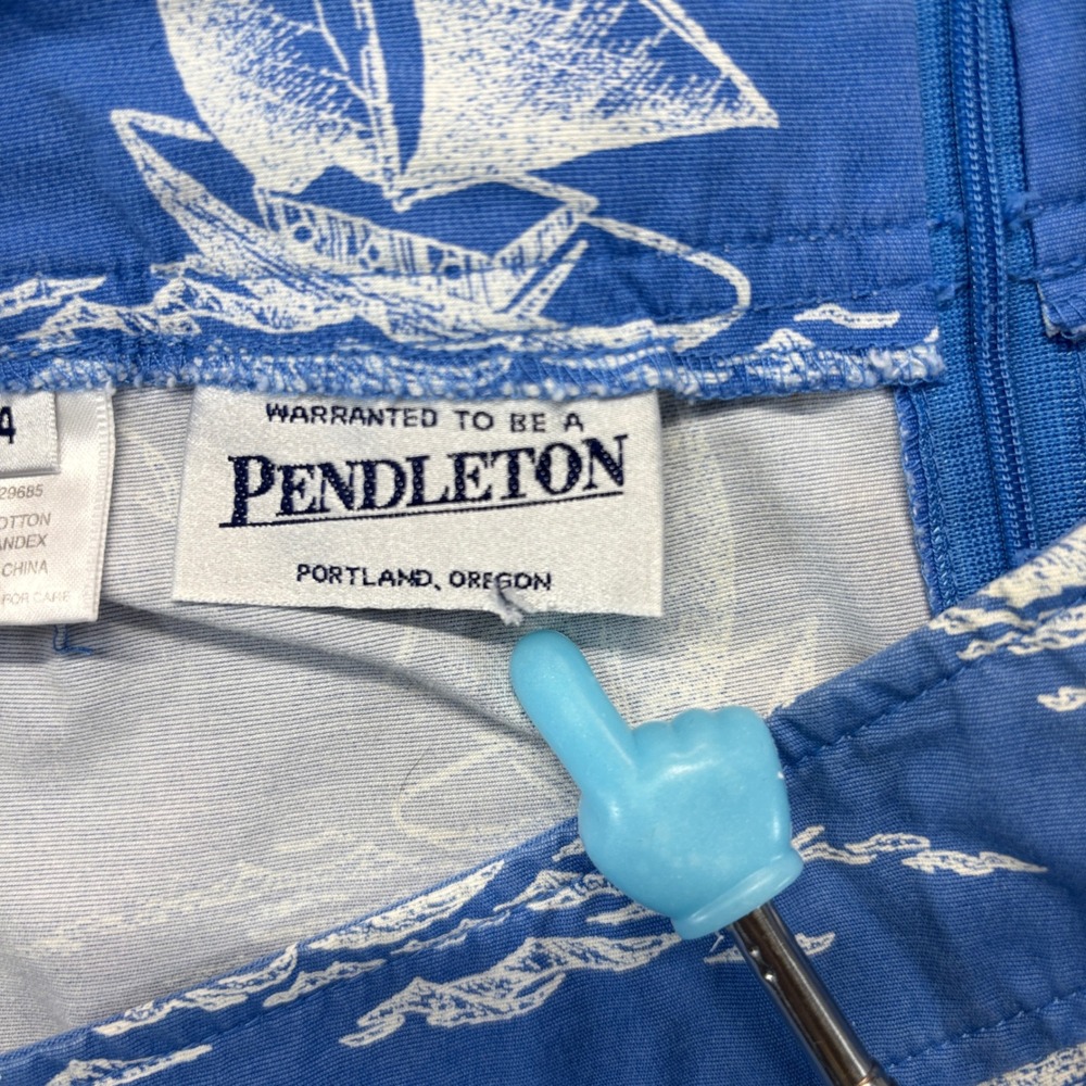 Pendleton Sail Away Blue Nautical Sailboat Cotton Stretch A-Line Skirt Size 14 - Picture 4 of 8